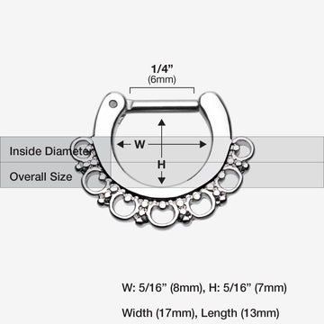 Detail View 1 of Majestic Ornate Filigree Septum Clicker-Steel